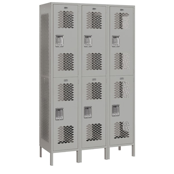 Wardrobe Locker, 45" W, 18" D, 78" H, (3) Wide, (6) Openings, Gray